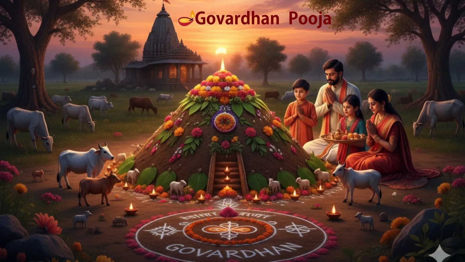 🪔 Govardhan Pooja: The Divine Symbol of Faith, Devotion, and Protection